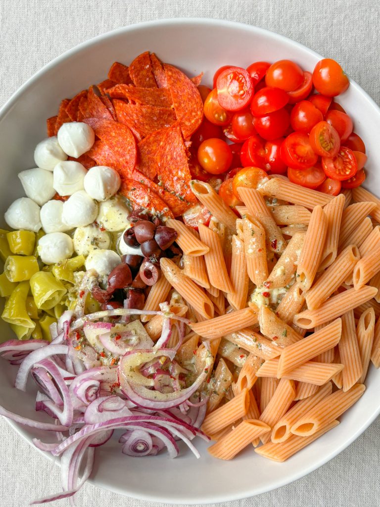 high protein lentil pasta salad