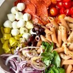High Protein Pasta Salad with Mozzarella and Salami